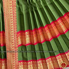 Design by Classical Dance Jewelry® ❥ Traditional Kuchipudi Dance costume for dancers, teachers, Gurus ❥ Material - art silk ❥ Style : Traditional pant costume ❥❥❥❥ Dress Measurements in inches ( all the measurements approximately 1 margin buffer) ❥ PANT MEASUREMENTS: ☛ Pant Length: 38-40 inch ☛ Pant Waist: 35-37 inch ☛ Pant Hip: 38-39 ❥ BLOUSE MEASUREMENTS: ☛ Blouse length: 14 inch ☛ Blouse Shoulder length: 15 -16 inch ☛ Blouse around Bust: 34-36 (extra margin) inch ☛ Blouse Lower Chest: 32-34 i Bollywood Style Dark Green Traditional Wear For Festivals, Ceremonial Green Traditional Wear With Zari Weaving, Green Traditional Wear With Pallu For Ceremonial Occasions, Ceremonial Green Traditional Wear With Pallu, Pista Green Traditional Wear For Puja And Navratri, Green Paithani Silk Traditional Wear For Festivals, Ceremonial Green Saree With Cutdana, Dark Green Bollywood Traditional Wear For Festivals, Ceremonial Pista Green Traditional Wear With Pallu