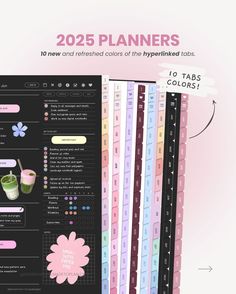 a bunch of different colored papers with numbers and symbols on them, including the word planner