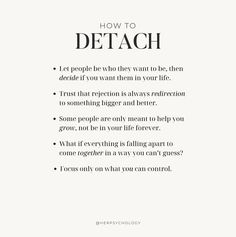 a white poster with the words how to detach written in black and white on it