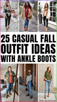 Fall is the perfect time to break in a new pair of ankle boots. With the weather cooling down, you can finally put away your sandals and open-toe shoes and give your feet a little break. And what better way to show off your new boots than with a stylish outfit? Here are 25 causal fall outfits with ankle boots that will have you looking chic from head to toe. - Lady Decluttered | Fall Outfit Ideas with Ankle Boots for Women Short Boot Outfits Fall, Boot Outfit Ideas Women, Fall Outfit With Ankle Boots, Ladies Boots Outfit, Cute Outfits With Ankle Boots, Outfits With Ankle Boots Fall, Outfits With Tan Boots Ankle, Women Ankle Boots Outfits, Tan Ankle Boots Outfit Fall