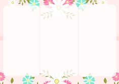 a floral frame with pink flowers and green leaves on the edges, in front of a light pink background