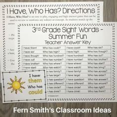 two posters with the words summer and third grade