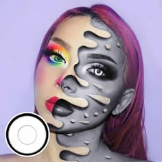 Creative Halloween Makeup, Fantasy Make-up, Halloween Make-up Looks, Holloween Makeup, Silver Makeup, Creepy Halloween Makeup, Halloween Contact Lenses, Halloween Makeup Diy, Amazing Halloween Makeup