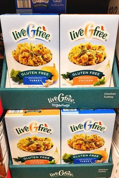 three boxes of live - free chicken fried rice are stacked on top of each other