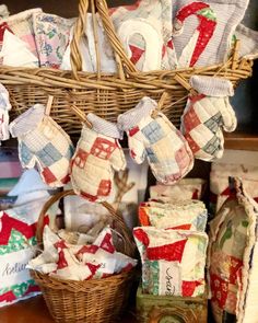 a basket filled with lots of different pieces of cloth