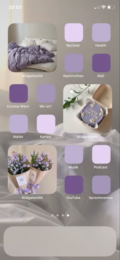 the color scheme is purple and has many different things to choose for each individual item