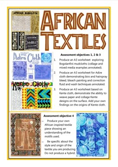 an article about african textiles with pictures and text on it, including images from different countries