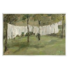 a painting of clothes hanging on a line