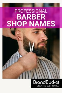 a man cutting another mans hair with the words professional barber shop names on it and above him