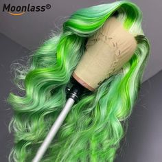 Unique Wig Colors, Wig Color Ideas Black Women, Custom Color Wigs, Pretty Wigs, Brazilian Hair Wigs, Lace Fronts, Green Wig