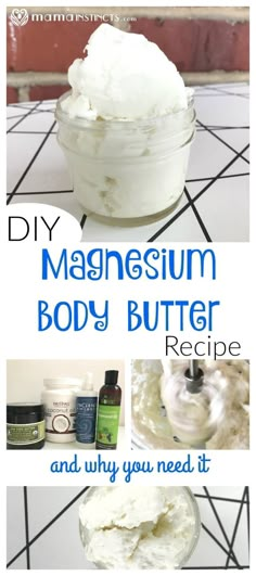 Magnesium Butter, Magnesium Body Butter, Body Butter Recipe, Magnesium Lotion, Homemade Body Butter, Lotion Recipe, Diy Body Butter, Body Butters Recipe, Diy Lotion