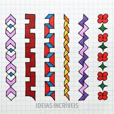 some different types of stitching designs on a notebook page with the words ideas en 5 minutos written below