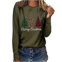 Patlollav Merry Christmas Ladies Tops Clearance,Woman Plaid Casual Long Sleeve Round Neck Tops T-Shirt Dear customer Welcome to PATLOLLAV. We are a fashion store that has been operating on Walmart for many years. Our main products are female clothes, including dresses, shirts, blouses, bikinis, jackets, coats, sweaters, and so on. We are committed to building a female fashion gathering place to satisfy each customer. Therefore, we are willing to hear any suggestions from you, and bring you satis Plus Size Christmas Tops, Womens Christmas Shirts, Christmas Plaid, Christmas Tops, Round Neck Top, Shirt Blouses Tops, Cute Fall Outfits, Top T Shirt, Round Neck Tops