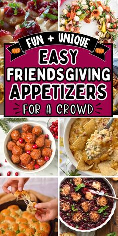 Easy friendsgiving appetizers for a dinner party, work potluck, or happy hour. These friendsgiving finger food ideas, dip recipes, fall appetizers, and snack platters feed a crowd. Apps To Bring To A Party, Make Ahead Finger Foods For A Crowd, Easy Friendsgiving Appetizers, Potluck Snacks For Work, Potluck Dishes For Work, Potluck Friendsgiving, Fun Food To Make, Thanksgiving Finger Food Ideas