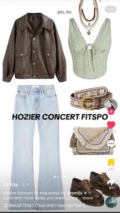 an image of a woman's clothes and accessories on her phone screen, with the text hozier concert fispo