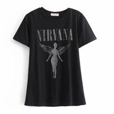 Vintage Styled Band Tee ‘Nirvana’ With Winged Angel. Soft Comfortable Material With A Little Stretch. Please Note - This Is Not Free People Also Listed In White This Is A Regular Almost Fitted Tee - If You Want Oversized We Recommend Going Up A Size Our Boutique Is Filled With A Curated Collection Of Styles: Spell Gypsy Boho Bohemian Hippie Retro Vintage Handmade Coachella Festival Free People Anthropologie Johnny Was Urban Outfitters Western Aztec Tribal Floral Vacation Fall Winter Spring Summe Ashtetic Shirts, Nirvana T Shirt Print, Boho Fits, Graphic Tees Vintage, Cool Fits, Print Pullover, Vintage Graphics, Nirvana, Band Tees