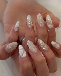 Spring Nail Designs, Brighter Days, Blush Nails, Classy Acrylic Nails, Pretty Gel Nails, Pearl Nails, Nail Jewelry