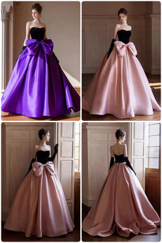 acelimosf™-Runaway princess evening dress black adult ceremony birthday party bow pink dress Strapless Pink Ball Gown For Party, Princess Style Satin Ball Gown For Party, Purple Fitted Ball Gown Princess Dress, Pink Satin Ball Gown For Party, Princess Style Strapless Ball Gown For Party, Party Dress With Satin Bow Ball Gown, Party Dress With Satin Bow, Ball Gown Shape, Elegant Pink Princess Dress For Debutante Ball, Pink Strapless Ball Gown For Prom Season