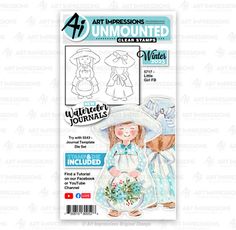 Clear Stamp set from Art Impressions featuring a little girl watercolor photopolymer stamps with dies included, set of 4. Drawing Whimsical, Moral Support, Rubber Stamp Crafts, Frog Costume, Valentines Day Messages, Applique Kit, Art Impressions, Photopolymer Stamps, Back Art