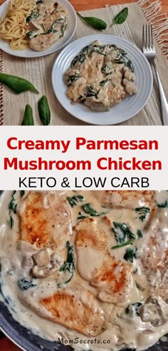 creamy parmesan mushroom chicken with cream sauce and low carb