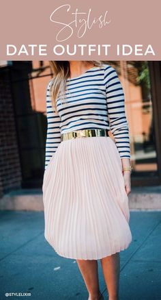 Date Outfit Idea!   #dressylook #datenight #outfitinspiration #whatiwore Blush Pink Skirt, Naturally Pretty, Rok Outfit, Date Outfit, Pretty Skirts, French Girl Style, Cooler Look, Fashion Group, Pink Skirt