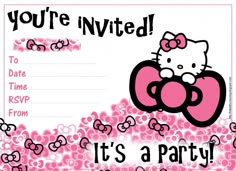 a hello kitty birthday party with pink and black decorations