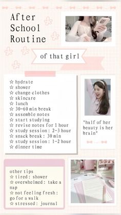 my after school routine 🌧️ Study Routine Ideas, That Girl Study Routine, Get Ready For School Routine, Wonyoungism Aesthetic Pictures, Aesthetic Study Routine, Afterschool Routine, Online School Aesthetic, Wonyoungism Tips