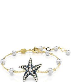 From Swarovski&#x2C; the Idyllia Crystal Starfish Line Bracelet features:Line braceletGold-tone plated hardwareLobster clasp closureApprox. 6.1" - 7.68" length Imported. Medieval Dresses, Premier Jewelry, Swarovski Bracelet, Beads Bracelet Design, Bracelet Design, Sparkling Crystal, Beads Bracelet, Gold Pearl, Dillard's