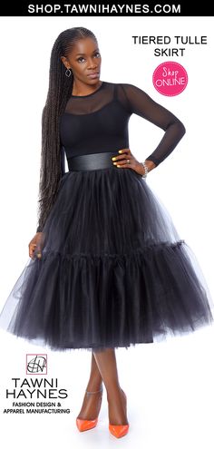 Turn heads in this skirt with layered tulle that gives it a full, flouncy look.Interested in additional options that aren't shown, or have questions? Please contact us at 972-754-5096 or email us at sales@tawnihaynes.com if you require further assistance! Tiered Tulle Skirt, Custom Apparel, Suits You, Custom Clothes, Body Types, Tulle Skirt, Custom Made, Sketch, Turn Ons