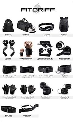 the different types of sports equipment are shown in this diagram, including gloves, wristbands and other accessories