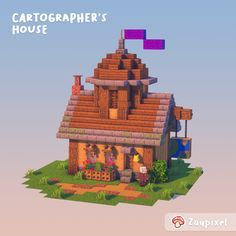 an image of a house made out of wood and bricks with the words cartotagrapher's house above it