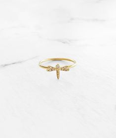 14K 9K Dragonfly Diamond Ring Dainty Dragonfly ring | Etsy Minimalist Diamond Rings, Custom Bar Necklace, Dragonfly Ring, Animal Ring, Dainty Band, Diamond Evil Eye, Types Of Gold, Gold Designs, Evil Eye Ring