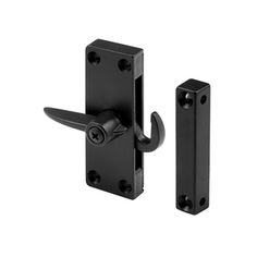 an image of a black door handle and latch