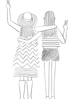 two people are standing next to each other with their arms in the air and one is holding