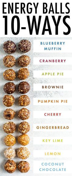 energy balls 10 - ways by blueberry muffin and cranberry apple pie