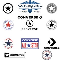 various logos and stickers for converse, converse all - star, converse all - star