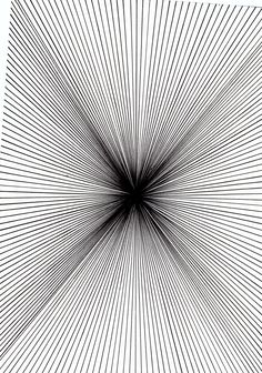 an abstract black and white image with lines in the center, forming a starburst