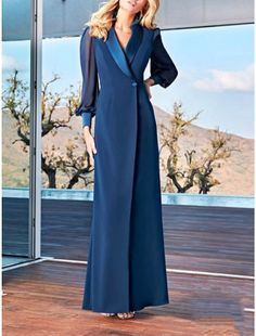 Sheath / Column Mother of the Bride Dress Wedding Guest Elegant Party Simple V Neck Ankle Length Chiffon Long Sleeve with Solid Color Wedding Dress With Sheer Sleeves In Georgette, Elegant Evening Dress With Sheer Sleeves In Chiffon, Elegant Long Sleeve Georgette Gown, Elegant Full-length Mother Of The Bride Dress For Banquet, Formal Floor-length Maxi Dress With Sheer Sleeves, Formal Long Sleeve Georgette Gown, Elegant Georgette Wedding Gown, Elegant Evening Gown With Sheer Sleeves, Elegant V-neck Gown With Sheer Sleeves