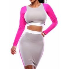 Color Block Long Sleeve Round Collar Packet Buttock Slimming Suit For Women purple grey Cheap Club Dresses, Bodycon Casual, Crop Top Skirt Set, Casual Party Dresses, Bandage Dress Bodycon, Wholesale Store, Futuristic Fashion, Printed Bodycon Dress, Wholesale Dress