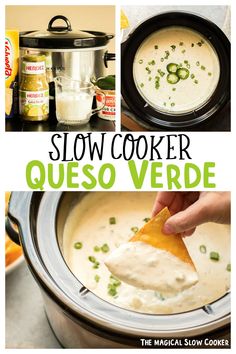 this slow cooker queso verde recipe is so easy to make