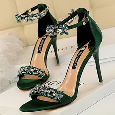 Eco Designer High Heels Rhinestone Heels Please order according to your barefoot length   Women Pump Size Foot Length ( cm )2222.52323.52424.52525.52626.52727.528EU/CN Size34353637383940414243444546US Size 44.5567899.51010.51111.512Note 1:Size tag of the shoes show Chinese size,which are not the European size.but they are exactly the same length as the European size which you ordered.Note 2:Colors on your computer monitor may differ slightly from actual product colors,It depend on your monitor s Green Rhinestone Open Toe Heels, Green High Heels With Rhinestones, Green Rhinestone Heels For Wedding, Green Rhinestone Wedding Heels, Elegant Green Sandals With Rhinestones, Summer Sandals Heels, Women Shoes Heels, Heels Rhinestone, Basic Heels