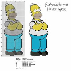 the simpsons character is depicted in this cross stitch pattern