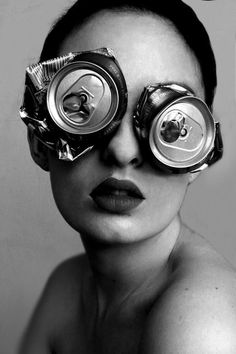 a woman with cans in her eyes