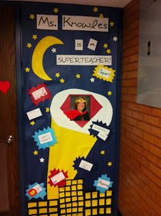 a door decorated to look like a rocket ship with the name ms krowbles on it