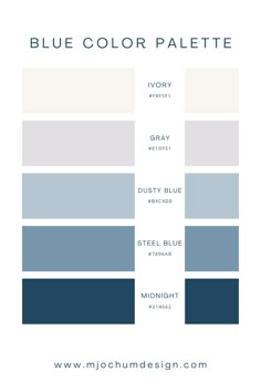 blue and white color palette with the words,