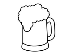 a black and white drawing of a beer mug with frothy foam on it