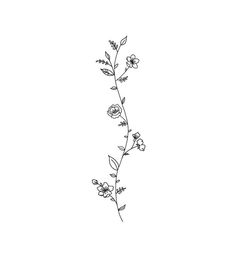 a black and white drawing of flowers on a white background