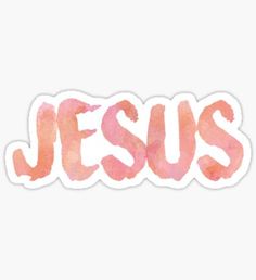 the word jesus painted in pink on a white background