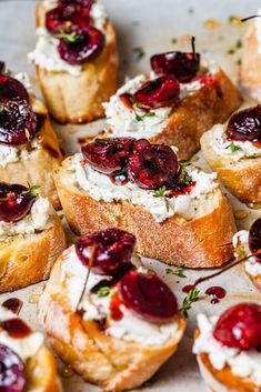 small cranberry and goat cheese appetizers on a tray