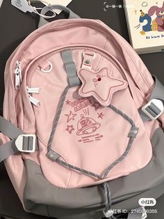 Pendant Aesthetic, Aesthetic Student, Korean Y2k, Canvas Backpack Women, Large Capacity Backpack, Fashion Star, Women's Backpacks, Pocket Model, Pretty Bags